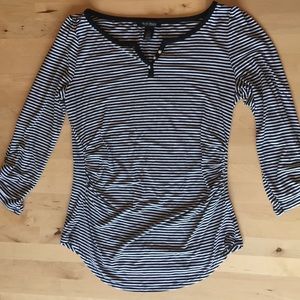 White House Black Market BW Striped Top